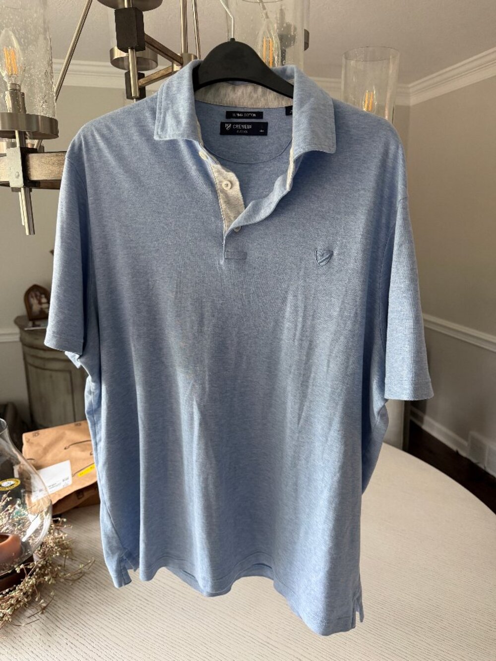 Cremieux Classics Polo Shirt Light Blue Slim Fit Supima Cotton Men's L